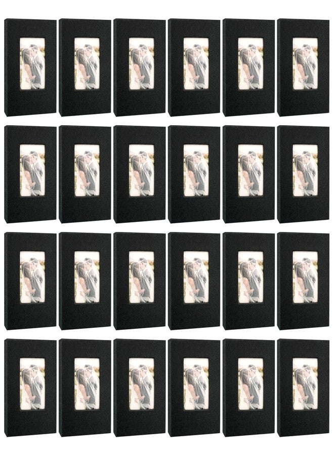 UCEHIPAW 24 Packs Photo Album Black Memory Book for 4 x 6 Inch Small Pictures with Front Window Linen Cover 26 Clear Pages Hold 52 Pictures for Family Baby Wedding Anniversare - Image 1